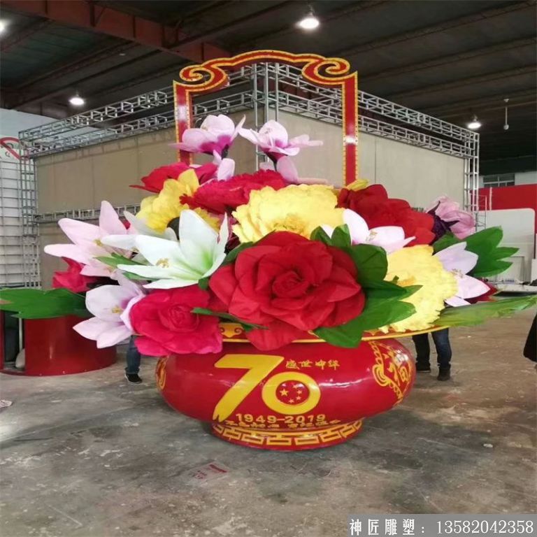 玻璃钢大花篮雕塑,花篮雕塑定做1