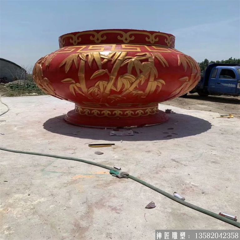 玻璃钢大花篮雕塑,花篮雕塑定做3