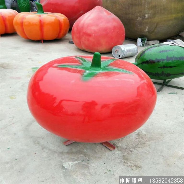 玻璃钢仿真西红柿雕塑 蔬菜雕塑